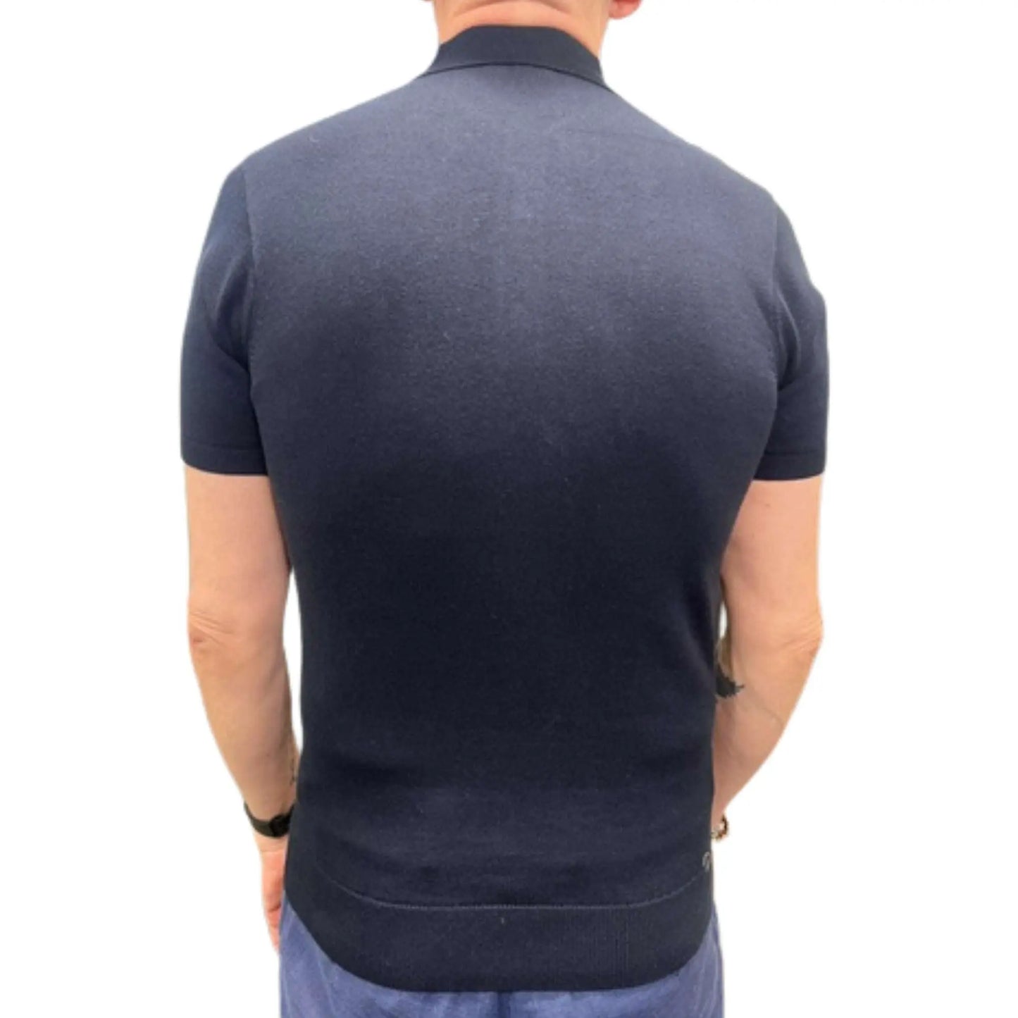 Buy Gabicci Vintage Searle Striped Knitted Polo Shirt - Navy | Short-Sleeved Polo Shirtss at Woven Durham