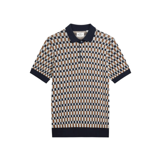 Buy Ben Sherman Short Sleeve All Over Jacquard Polo - Dark Navy | Short-Sleeved Polo Shirtss at Woven Durham