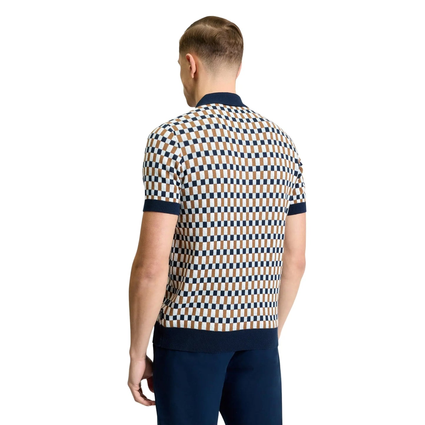Buy Ben Sherman Short Sleeve All Over Jacquard Polo - Dark Navy | Short-Sleeved Polo Shirtss at Woven Durham