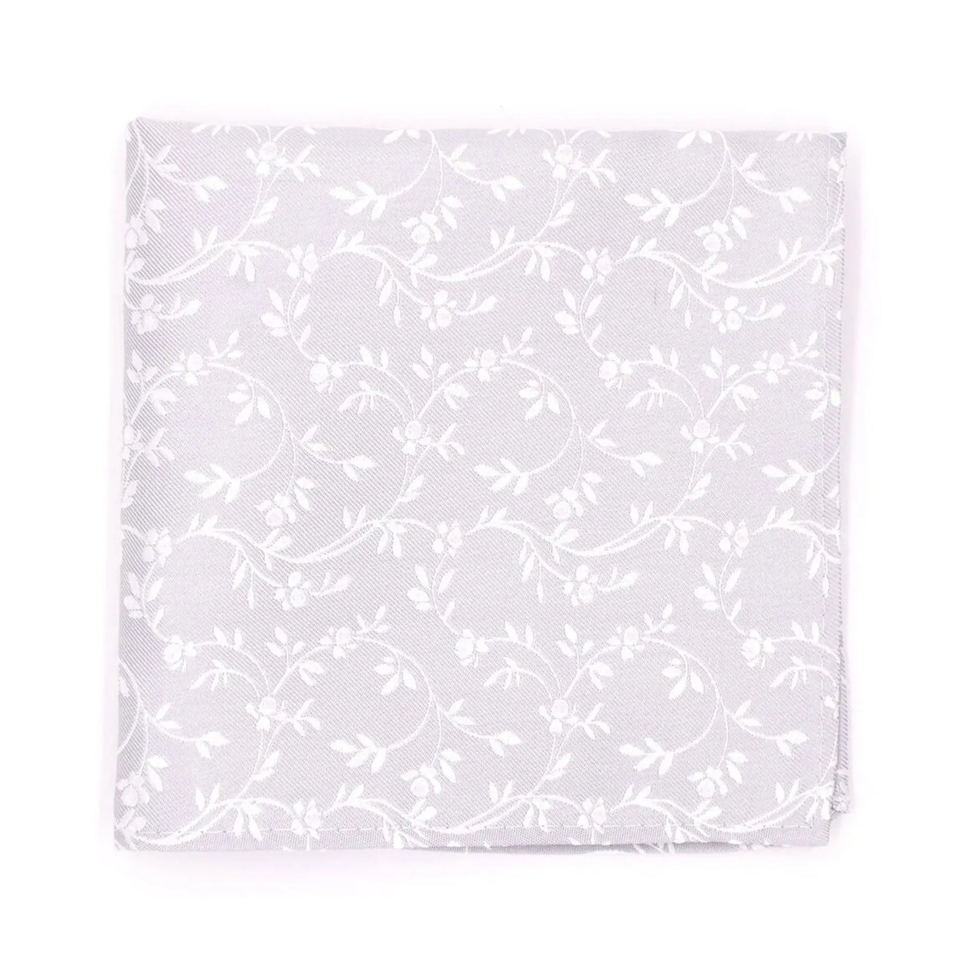 Buy L.A. Smith Silver Leafy Floral Pocket Square | Polyester Pocket Squaress at Woven Durham