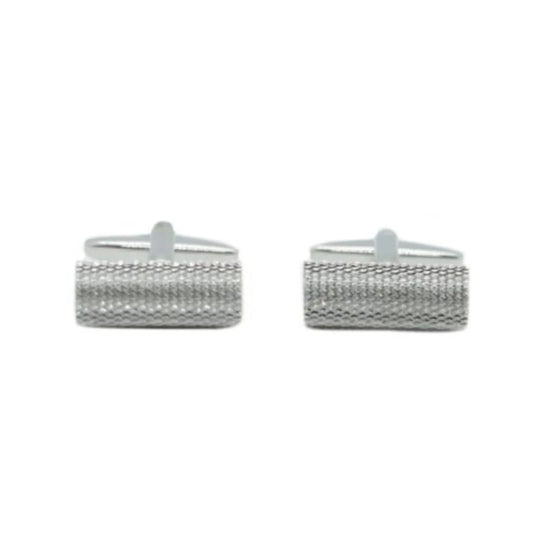 Buy Dalaco Silver Textured Rhodium Plated Barrel Cufflinks | Cufflinkss at Woven Durham