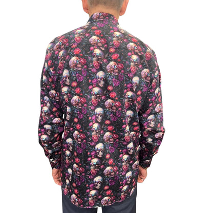Buy Claudio Lugli Skull Floral Print Shirt - Purple | Long-Sleeved Shirtss at Woven Durham