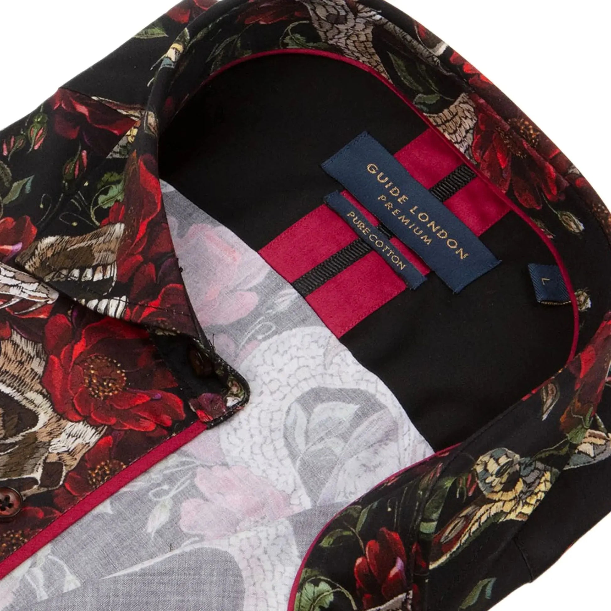 Buy Guide London Skulls and Snakes Print Shirt - Black / Red | Long-Sleeved Shirtss at Woven Durham