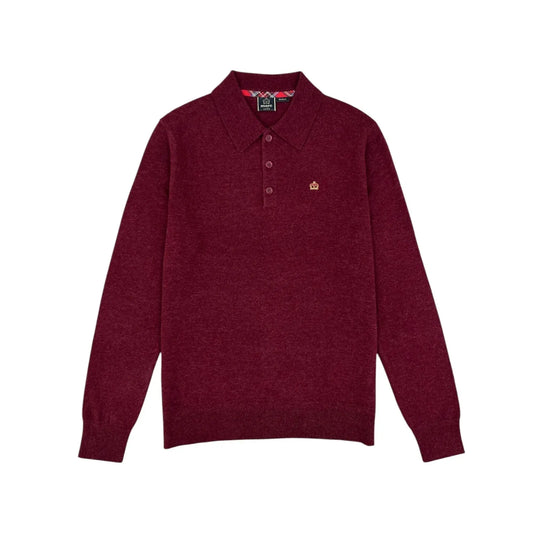 Buy Merc London Spey Long-Sleeved Polo - Burgundy | Short-Sleeved Polo Shirtss at Woven Durham