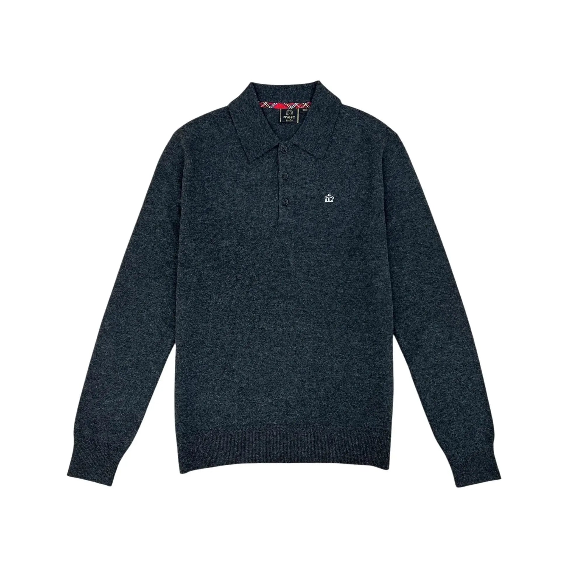 Buy Merc London Spey Long-Sleeved Polo - Marl Charcoal | Short-Sleeved Polo Shirtss at Woven Durham