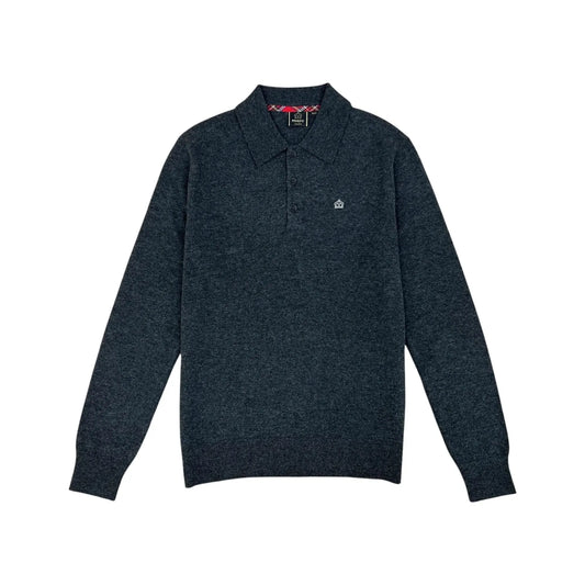 Buy Merc London Spey Long-Sleeved Polo - Marl Charcoal | Short-Sleeved Polo Shirtss at Woven Durham