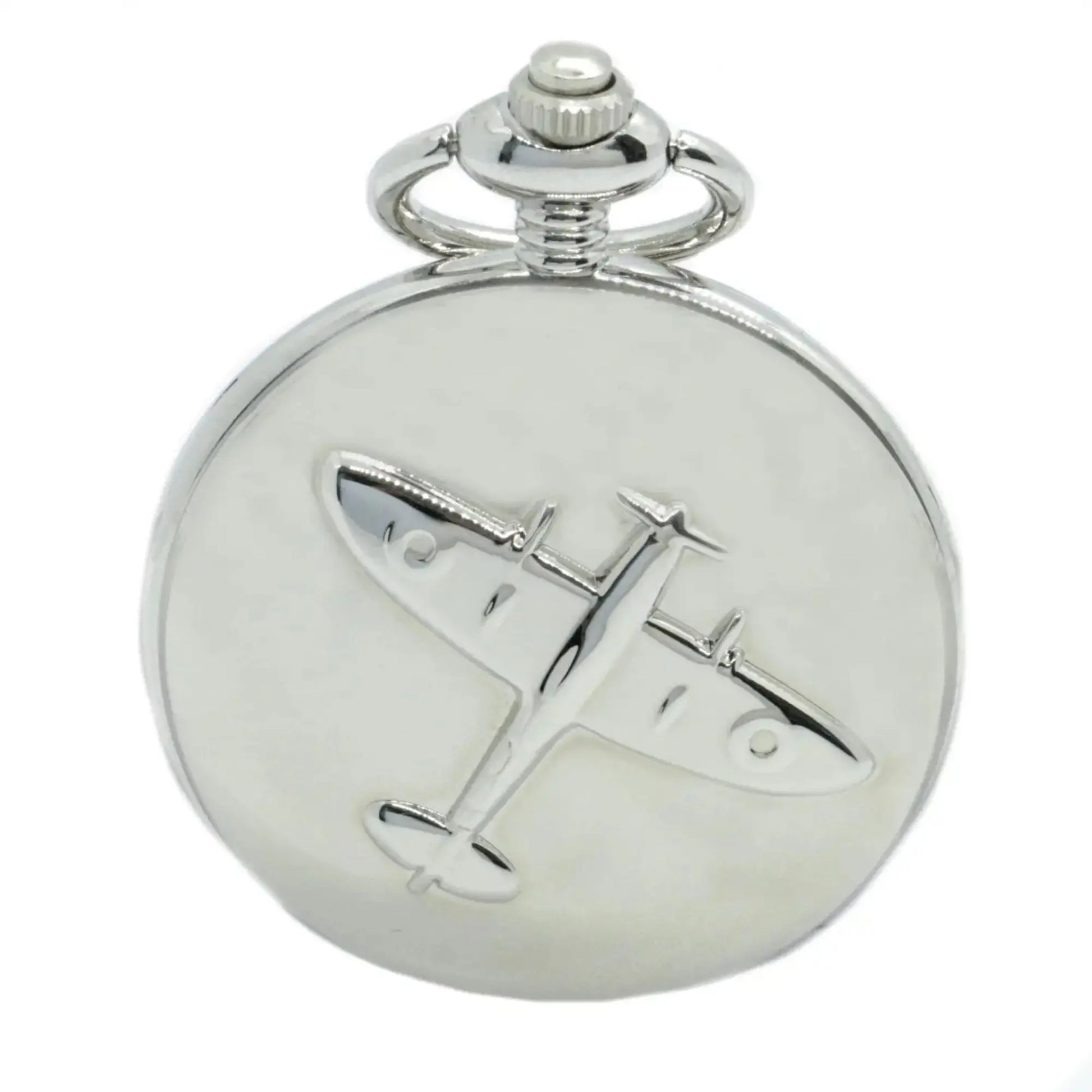 Buy David Aster Spitfire Embossed Quartz Full Hunter Pocket Watch - Silver | Pocket Watchess at Woven Durham