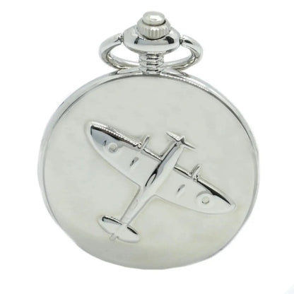Buy David Aster Spitfire Embossed Quartz Full Hunter Pocket Watch - Silver | Pocket Watchess at Woven Durham
