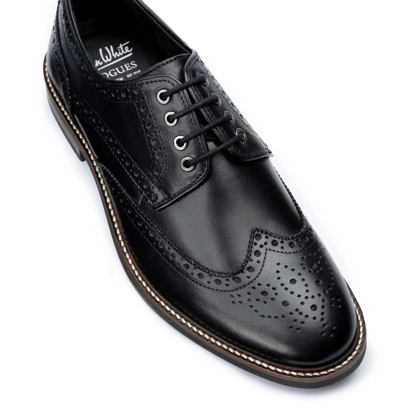 Buy John White Stokes Derby Brogues - Black | Brogue Shoess at Woven Durham