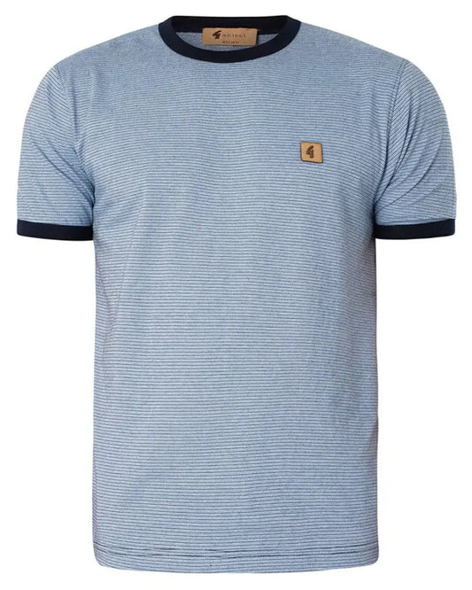 Buy Gabicci Vintage Striped T-Shirt with Collar Trim - Blue | T-Shirtss at Woven Durham