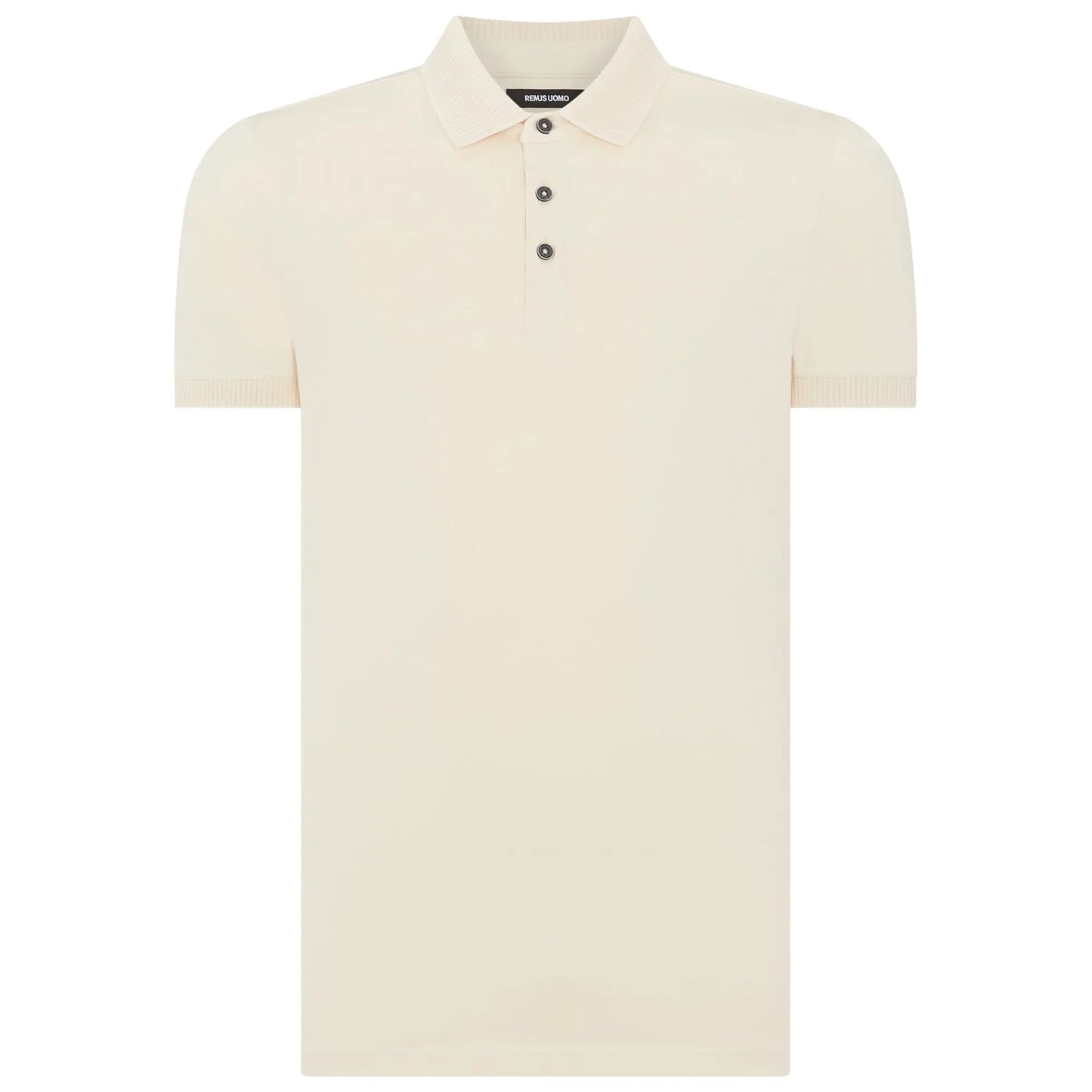 Buy Remus Uomo Textured Collar Polo Shirt - Cream | Short-Sleeved Polo Shirtss at Woven Durham