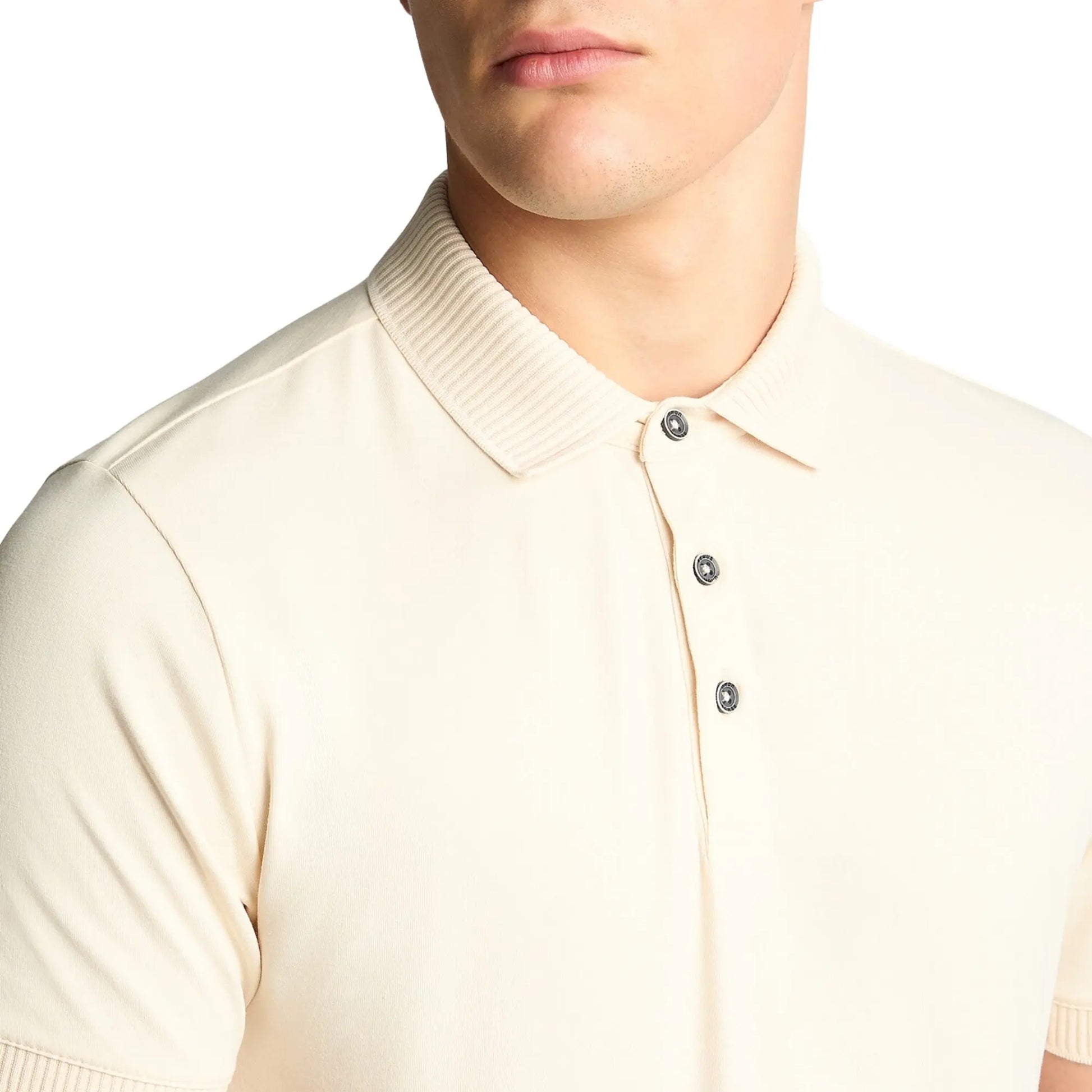 Buy Remus Uomo Textured Collar Polo Shirt - Cream | Short-Sleeved Polo Shirtss at Woven Durham