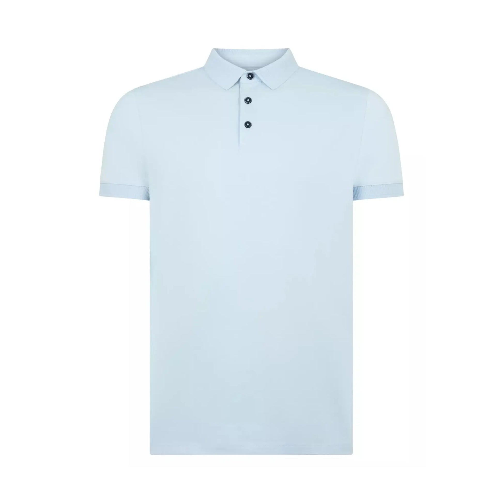 Buy Remus Uomo Textured Collar Polo Shirt - Sky Blue | Short-Sleeved Polo Shirtss at Woven Durham