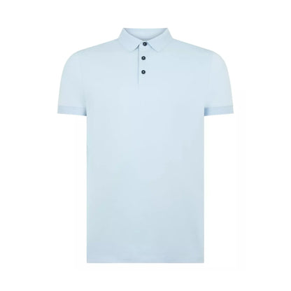 Buy Remus Uomo Textured Collar Polo Shirt - Sky Blue | Short-Sleeved Polo Shirtss at Woven Durham