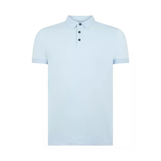Buy Remus Uomo Textured Collar Polo Shirt - Sky Blue | Short-Sleeved Polo Shirtss at Woven Durham