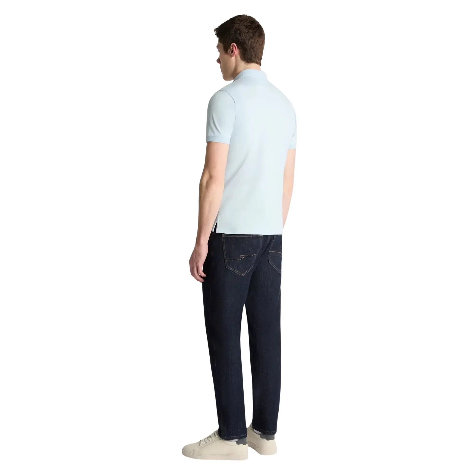 Buy Remus Uomo Textured Collar Polo Shirt - Sky Blue | Short-Sleeved Polo Shirtss at Woven Durham