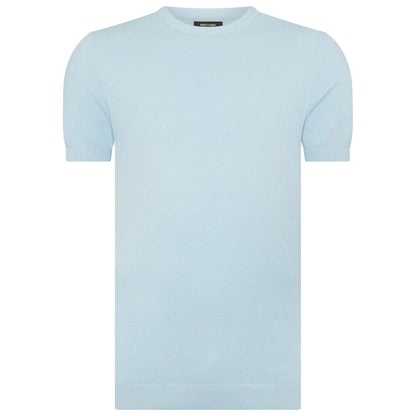 Buy Remus Uomo Textured Cotton T-Shirt - Sky Blue | T-Shirtss at Woven Durham