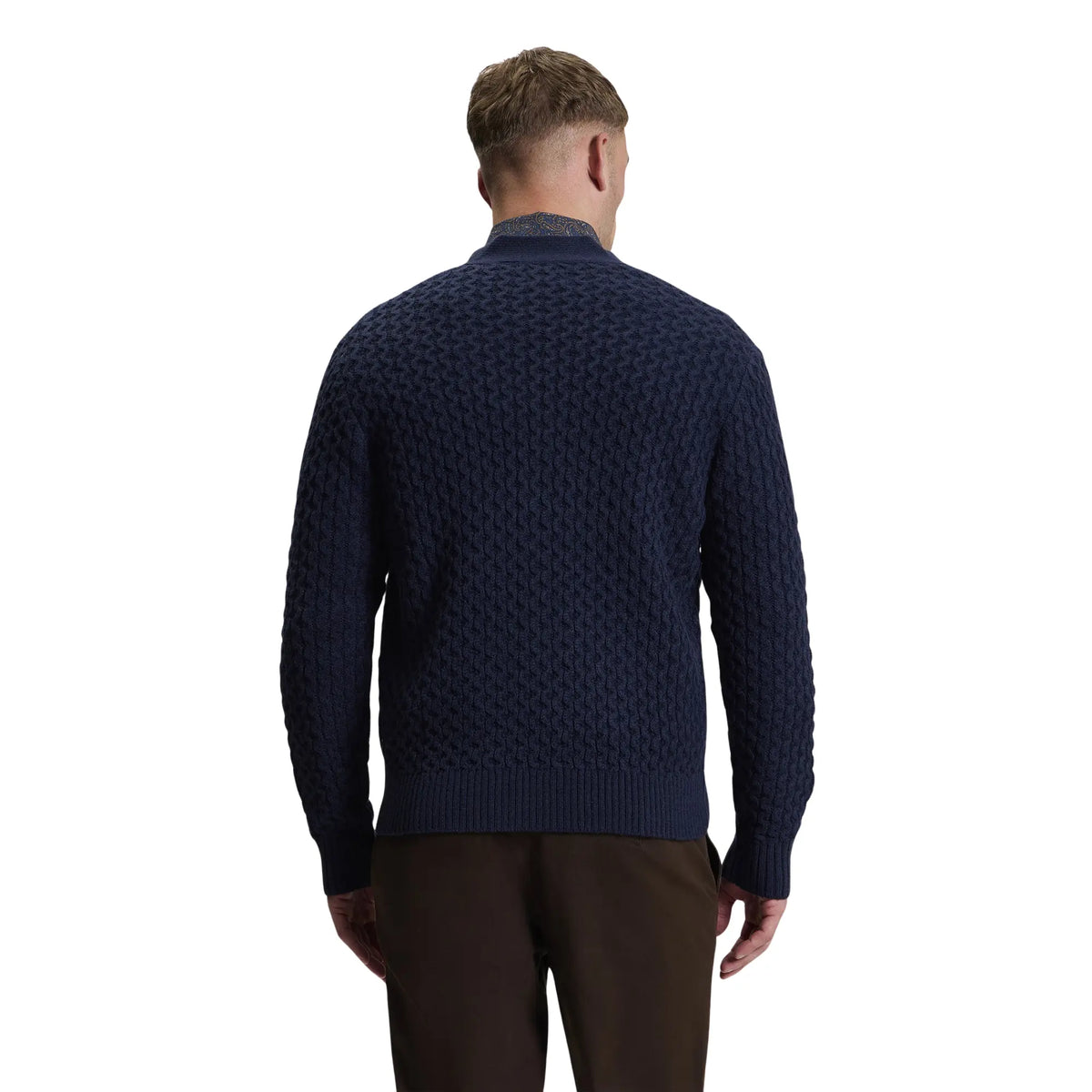Buy Ben Sherman Textured Navy Cardigan | Crew-Neck Jumperss at Woven Durham