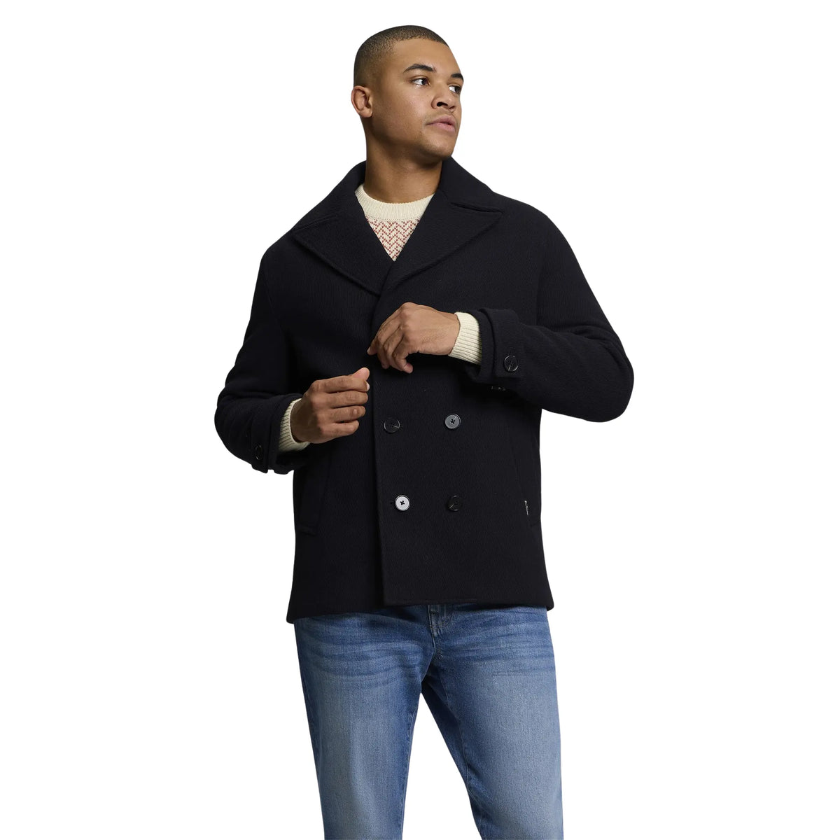 Buy Ben Sherman Textured Navy Peacoat | Harrington Jacketss at Woven Durham