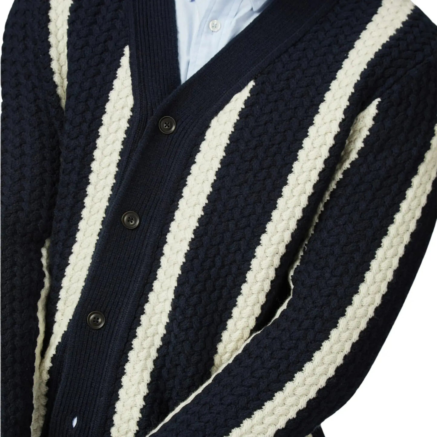 Buy Ben Sherman Textured Navy Stripe Cardigan | Cardiganss at Woven Durham