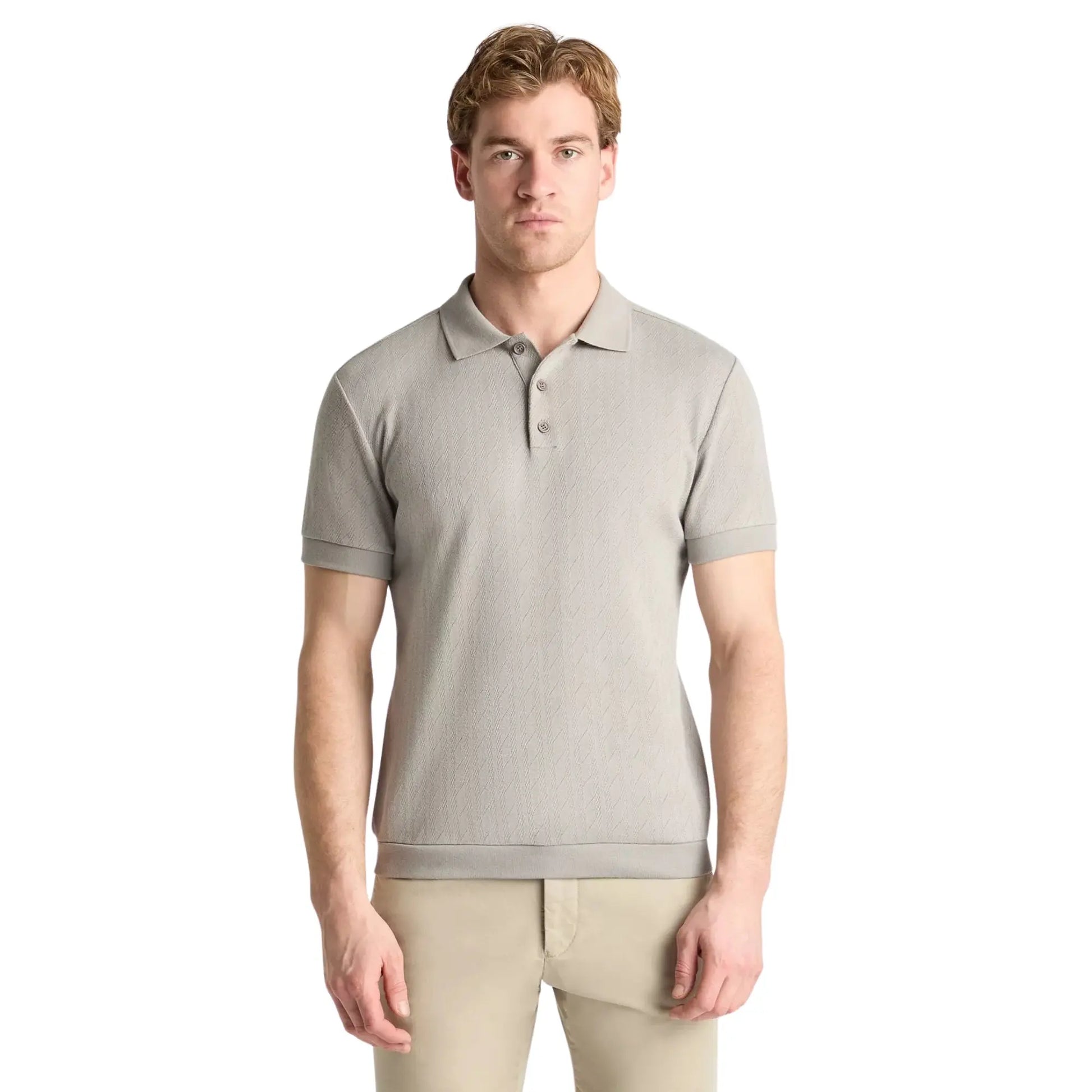 Buy Remus Uomo Textured Polo - Grey | Short-Sleeved Polo Shirtss at Woven Durham