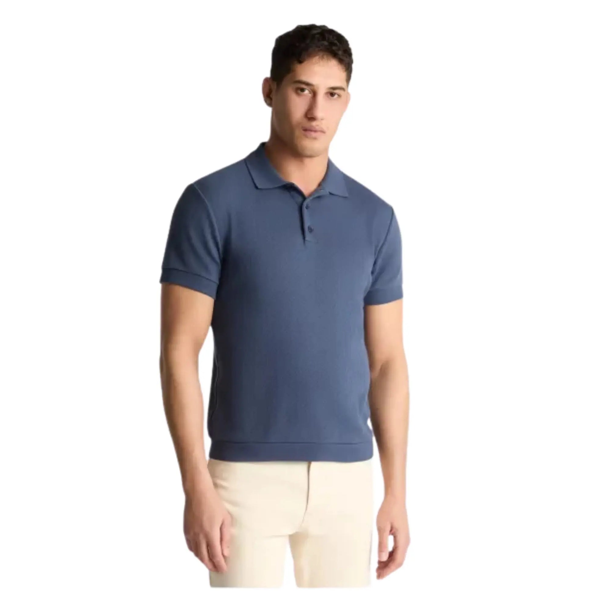 Buy Remus Uomo Textured Polo - Navy | Short-Sleeved Polo Shirtss at Woven Durham
