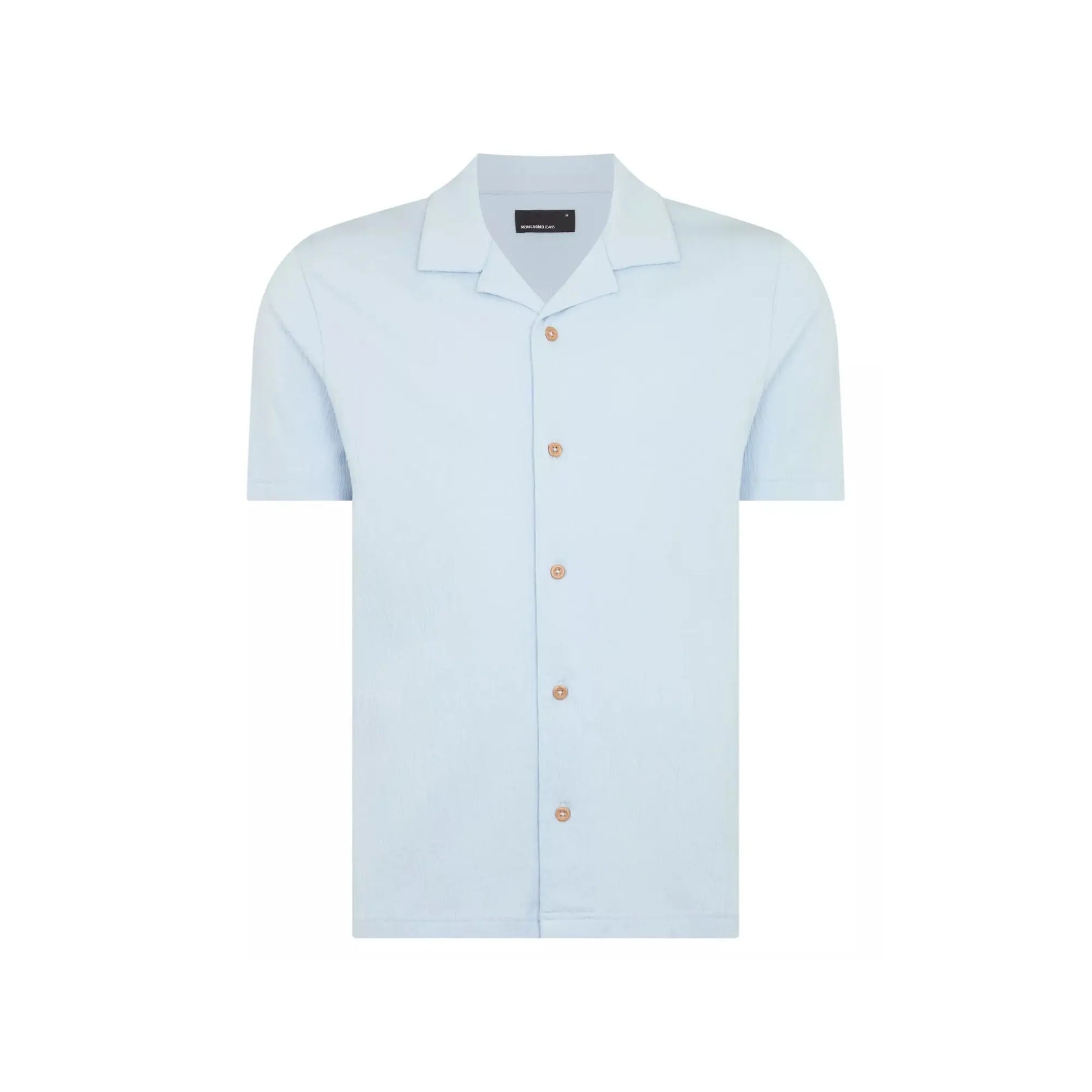 Buy Remus Uomo Textured Short Sleeve Shirt - Sky Blue | Short-Sleeved Shirtss at Woven Durham