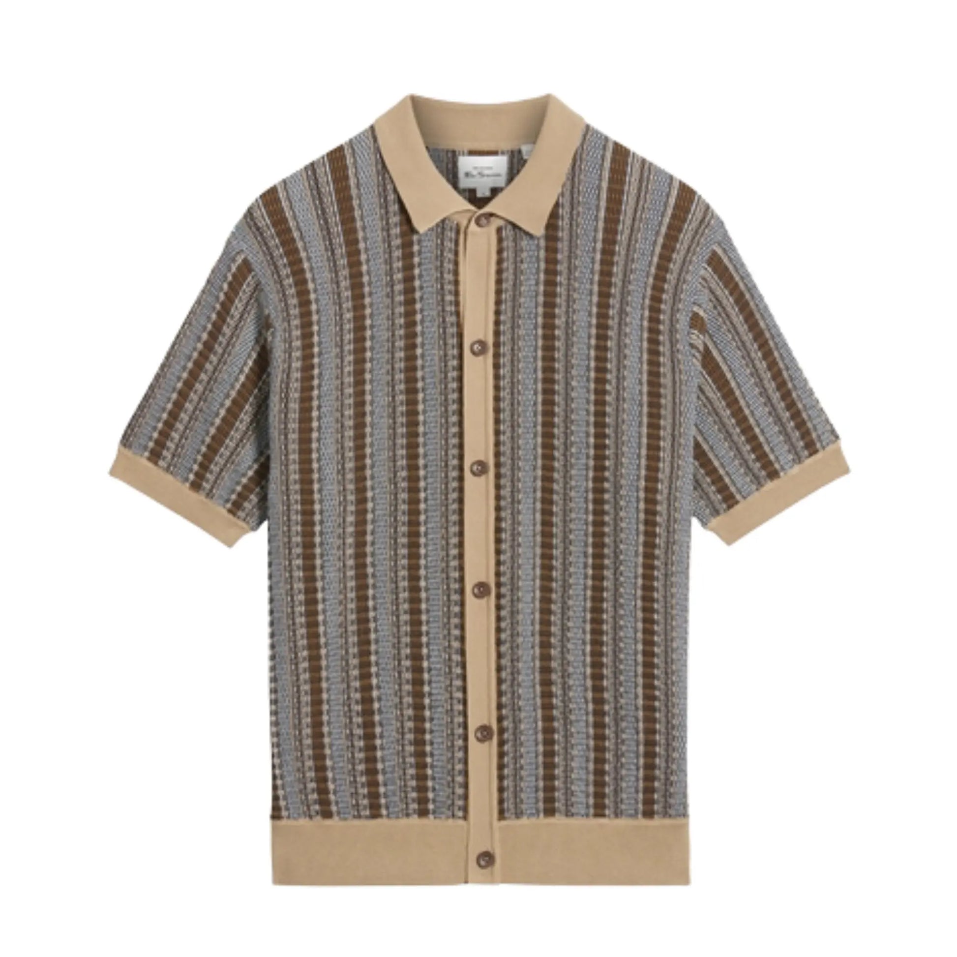 Buy Ben Sherman Textured Stripe Knitted Short Sleeve Shirt - Dark Navy | Short-Sleeved Shirtss at Woven Durham