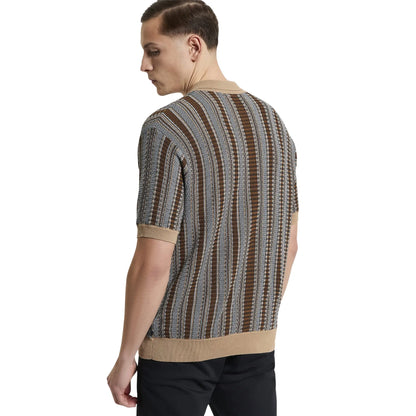 Buy Ben Sherman Textured Stripe Knitted Short Sleeve Shirt - Dark Navy | Short-Sleeved Shirtss at Woven Durham