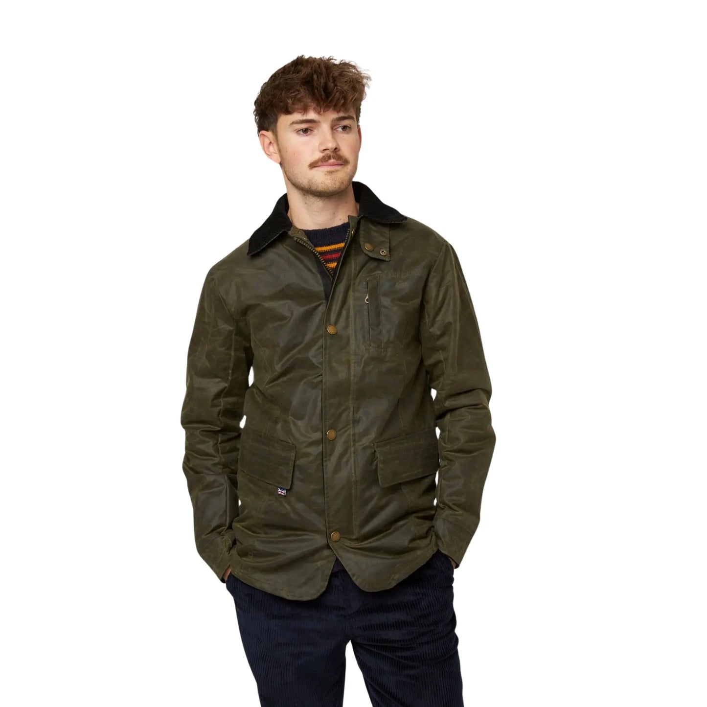 Buy Peregrine Wax Clifton Olive Jacket | Zip-Up Jumperss at Woven Durham