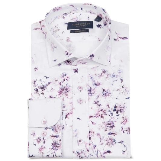 Buy Guide London Floral Print Shirt - Pink/White | Long-Sleeved Shirtss at Woven Durham
