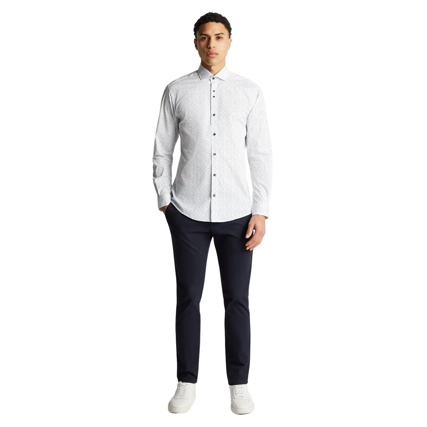 Buy Remus Uomo Frank Leaf Print Long Sleeve Shirt - Navy/White | Long-Sleeved Shirtss at Woven Durham