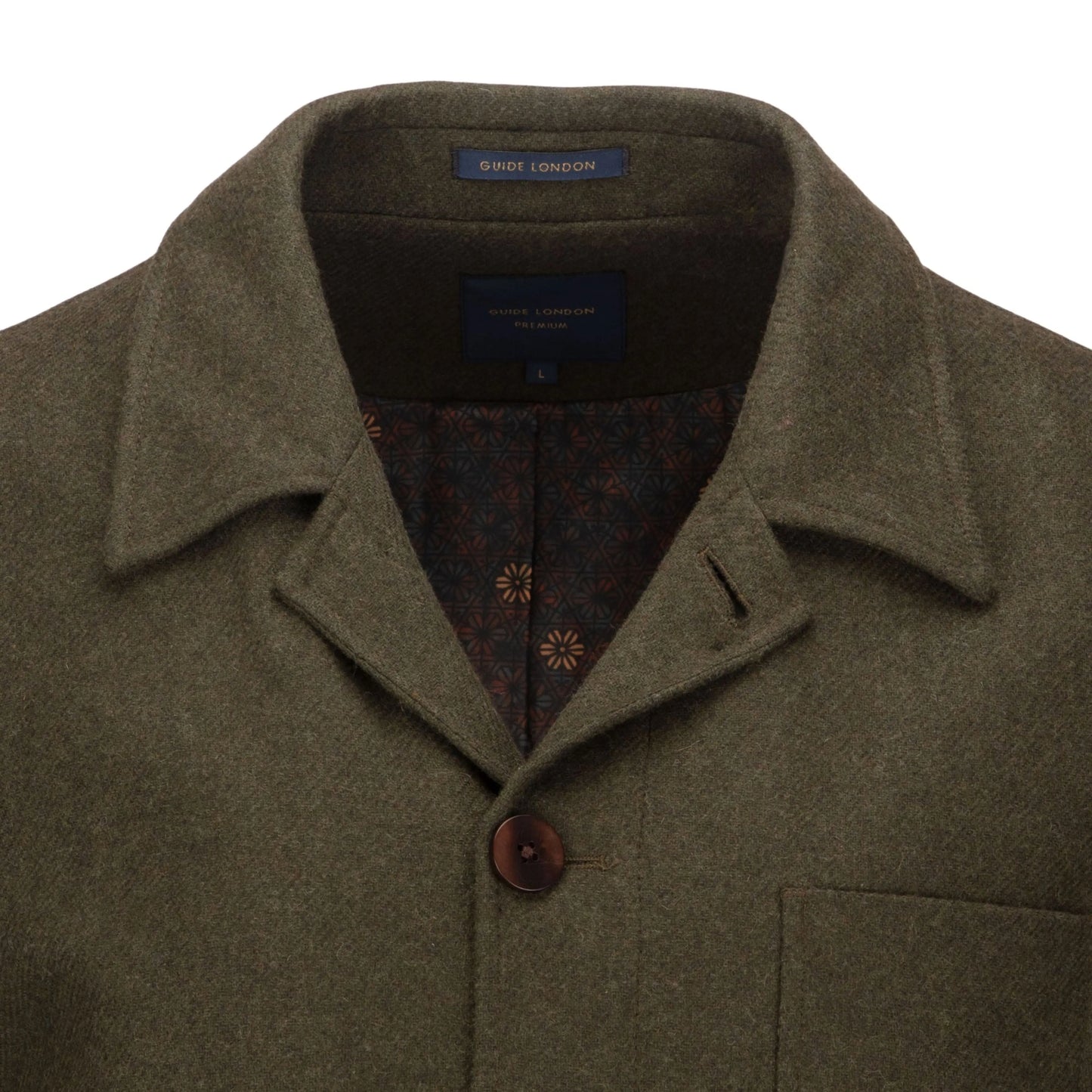 Buy Guide London Wool Overshirt Jacket - Olive Green | Overshirtss at Woven Durham