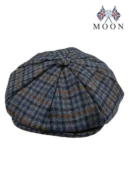 Dents Airforce Blue Dogtooth Check Abraham Moon 8-Piece Tweed Cap From Woven Durham