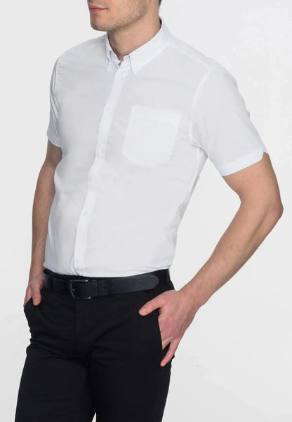 Merc London Baxter Short Sleeve Shirt - White From Woven Durham