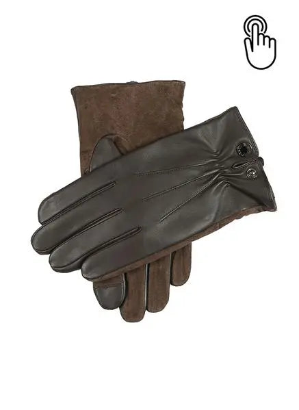 Brown Touchscreen Leather Gloves Dents
