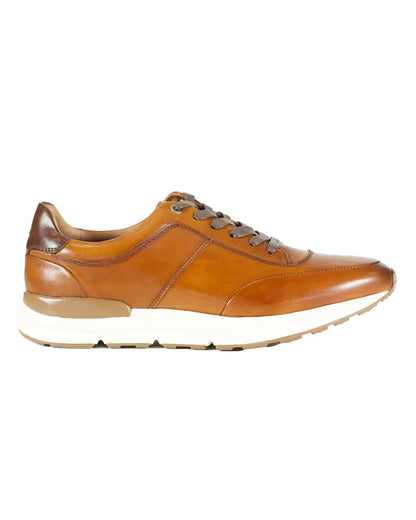 Buy Azor Calabria Leather Trainer - Tan Brown | Trainerss at Woven Durham