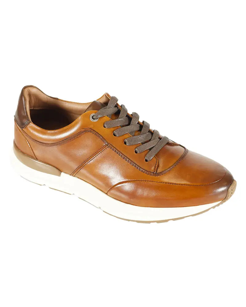 Buy Azor Calabria Leather Trainer - Tan Brown | Trainerss at Woven Durham