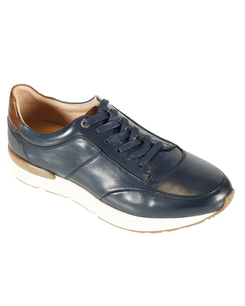 Azor La Mode Calabria Smart Leather Trainers - Navy – Woven Durham