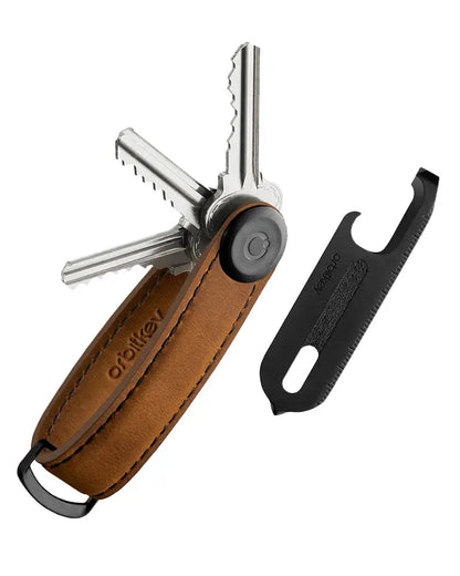 Buy Orbitkey Chestnut Brown with Black Stitching and Multi-Tool Key Organiser Set | Keyringss at Woven Durham