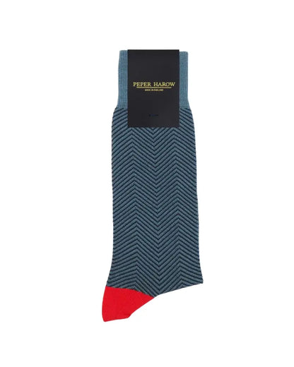 Buy Peper Harow Chevron Design Cotton Socks - Blue | Sockss at Woven Durham