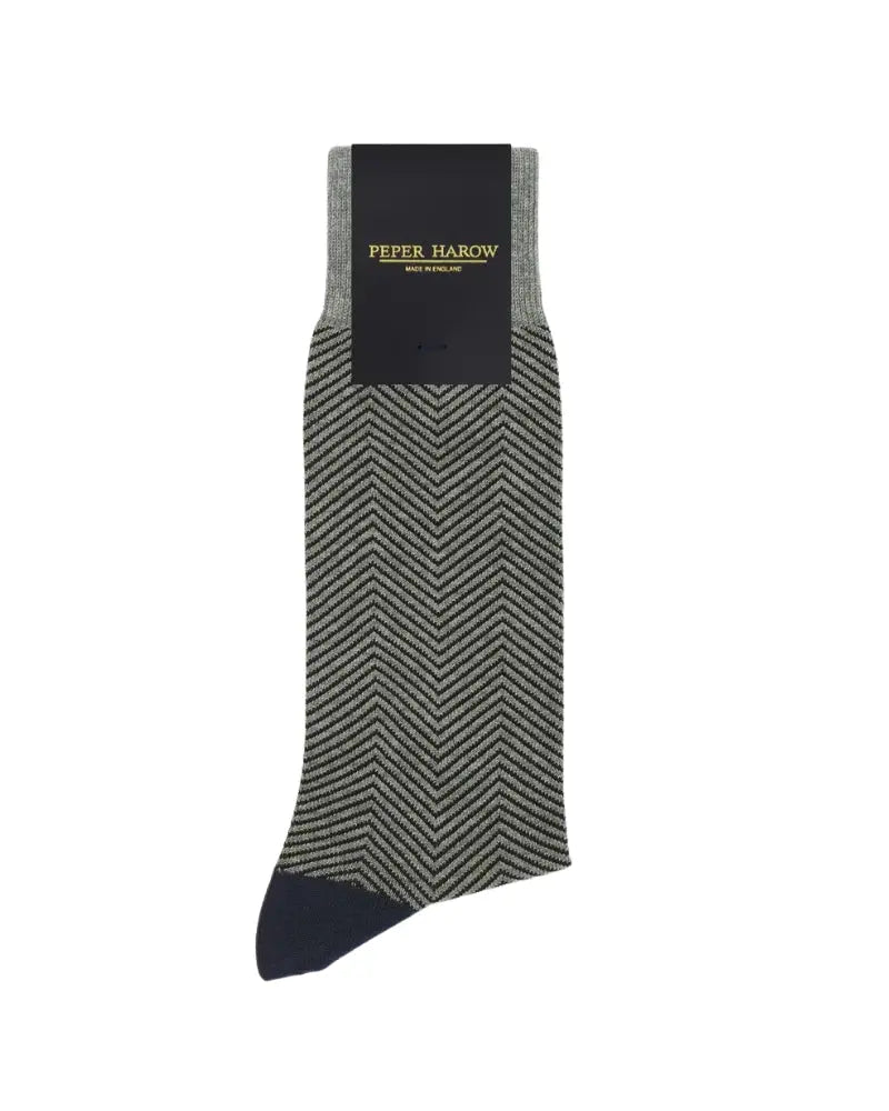 Buy Peper Harow Chevron Design Cotton Socks - Grey | Sockss at Woven Durham