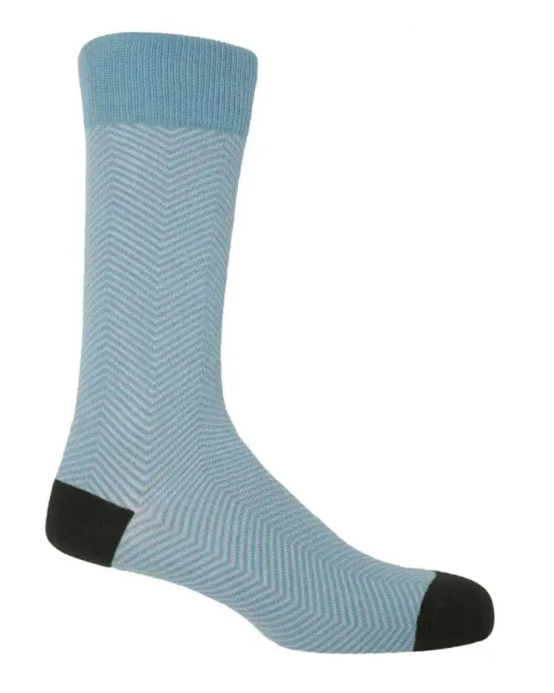 Buy Peper Harow Chevron Design Cotton Socks - Light Blue | Sockss at Woven Durham