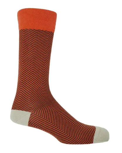 Buy Peper Harow Chevron Design Cotton Socks - Orange | Sockss at Woven Durham