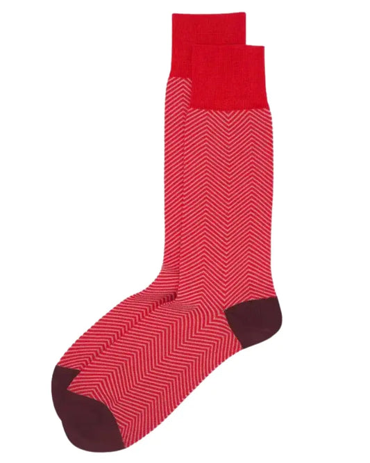 Buy Peper Harow Chevron Design Cotton Socks - Red | Sockss at Woven Durham