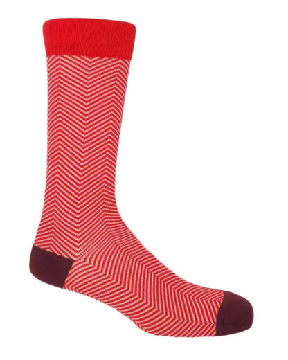 Buy Peper Harow Chevron Design Cotton Socks - Red | Sockss at Woven Durham