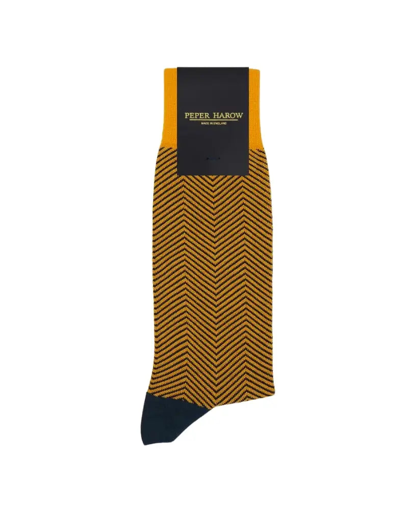 Buy Peper Harow Chevron Design Cotton Socks - Yellow | Sockss at Woven Durham