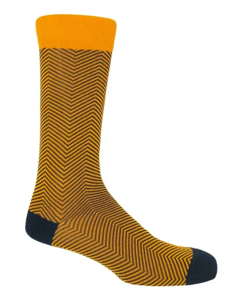 Buy Peper Harow Chevron Design Cotton Socks - Yellow | Sockss at Woven Durham