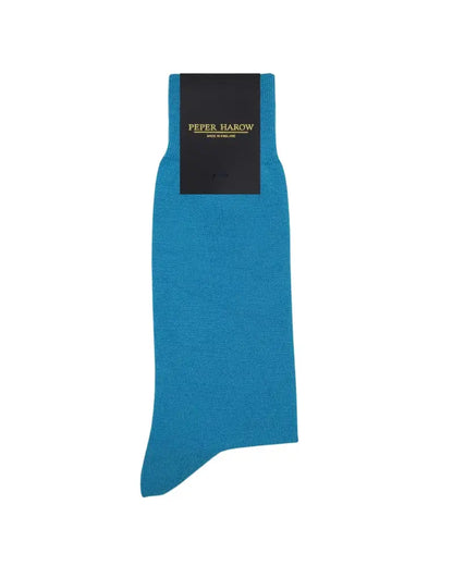 Buy Peper Harow Classic Plain Cotton Socks - Blue | Sockss at Woven Durham