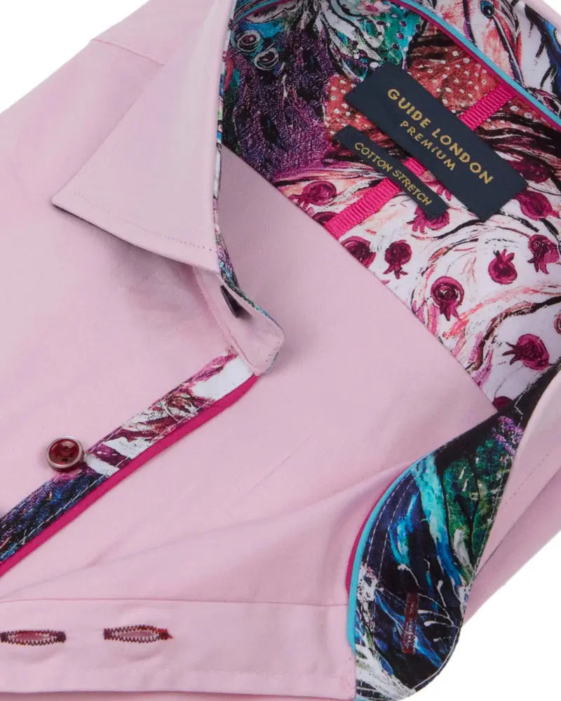 Buy Guide London Cut Away Collar Shirt - Pink | Long-Sleeved Shirtss at Woven Durham